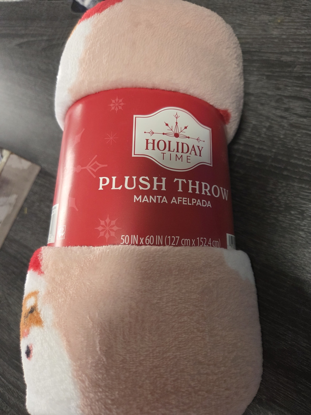 Holiday Time Plush Throw Blanket - Cream and Red Accents